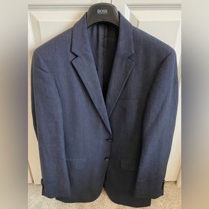 Hugo Boss Mens Wool-Linen Blue Blazer 38R